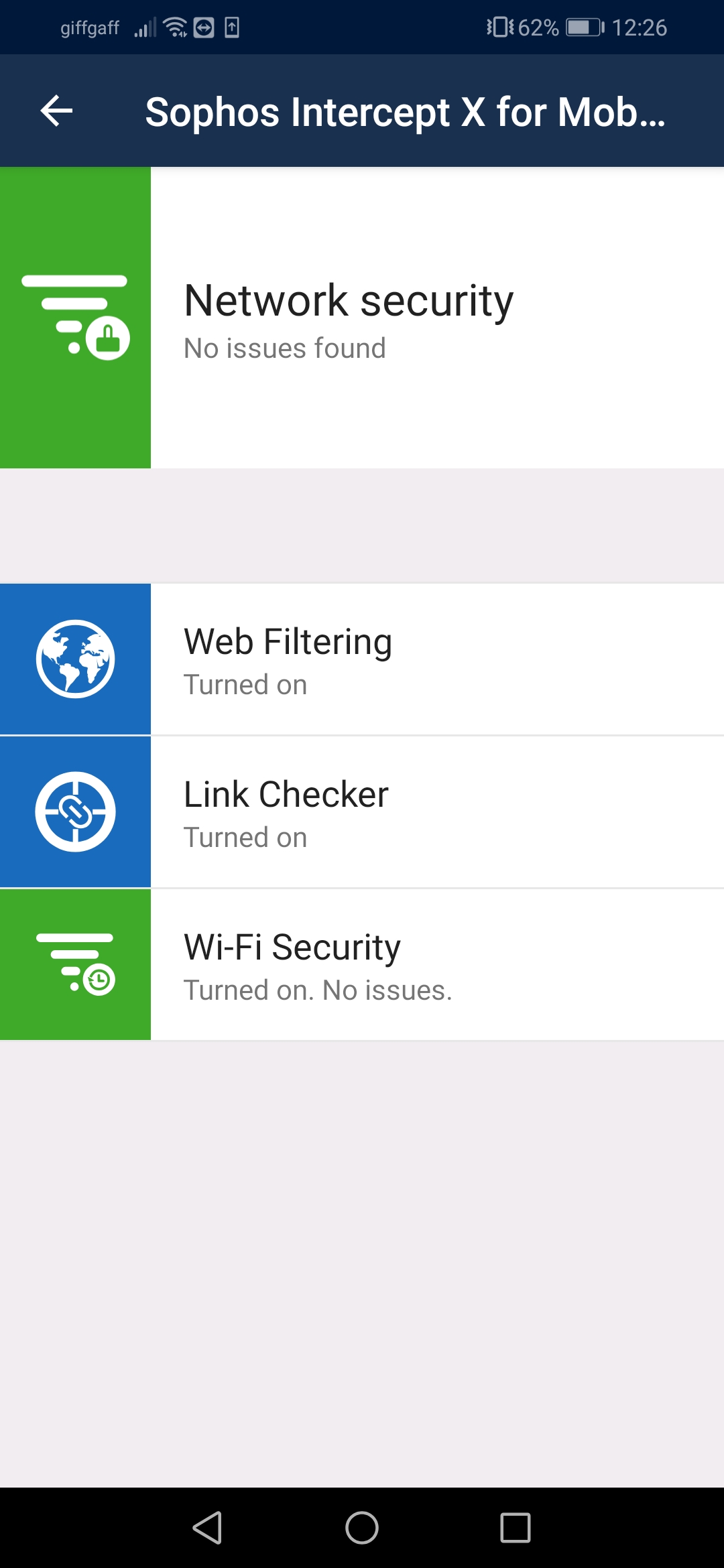 Intercept X for Mobile Android Network Security